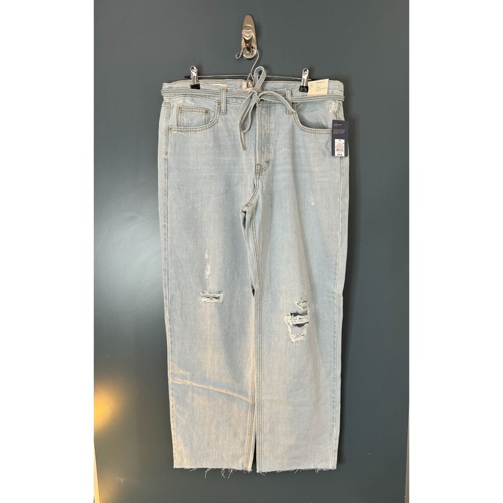 NWT Women's 12 Mid-Rise 90s Tie-Waist Drawstring Baggy Jeans - Universal Thread